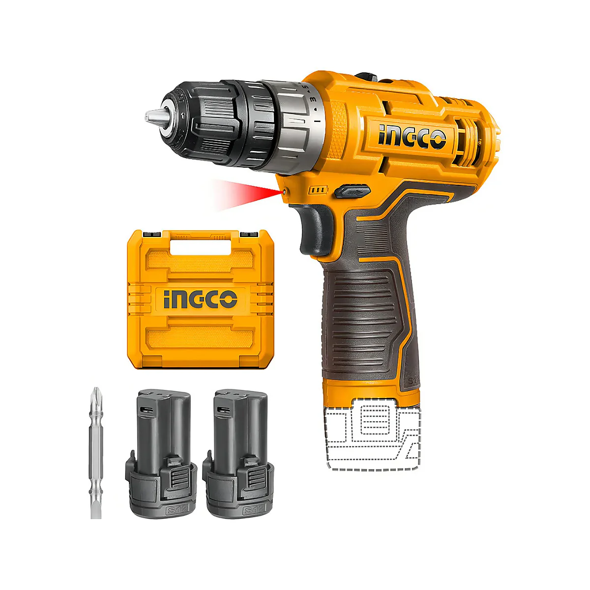 Taladro Atornillador 3/8" 12V USB-C Ingco CDLI12202 + 2 Baterías